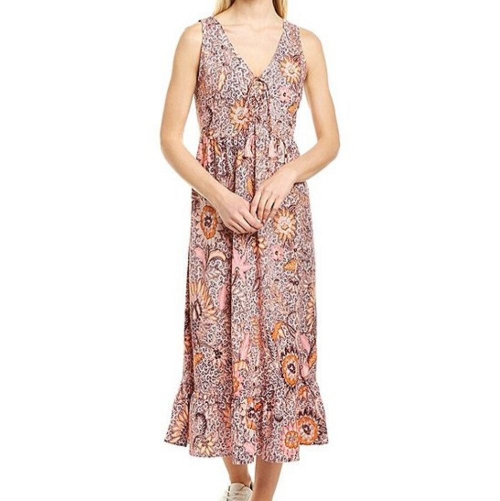 MADEWELL Bali Floral Print Sleeveless Midi Dress